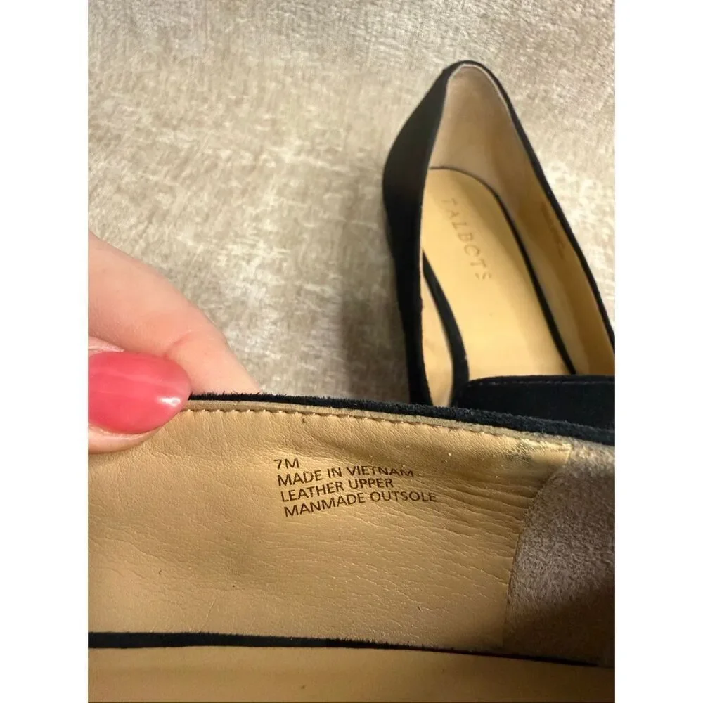 Talbots Women's Suede Leather Buckle Detail Slip-on Loafer Flats Black Size 7M